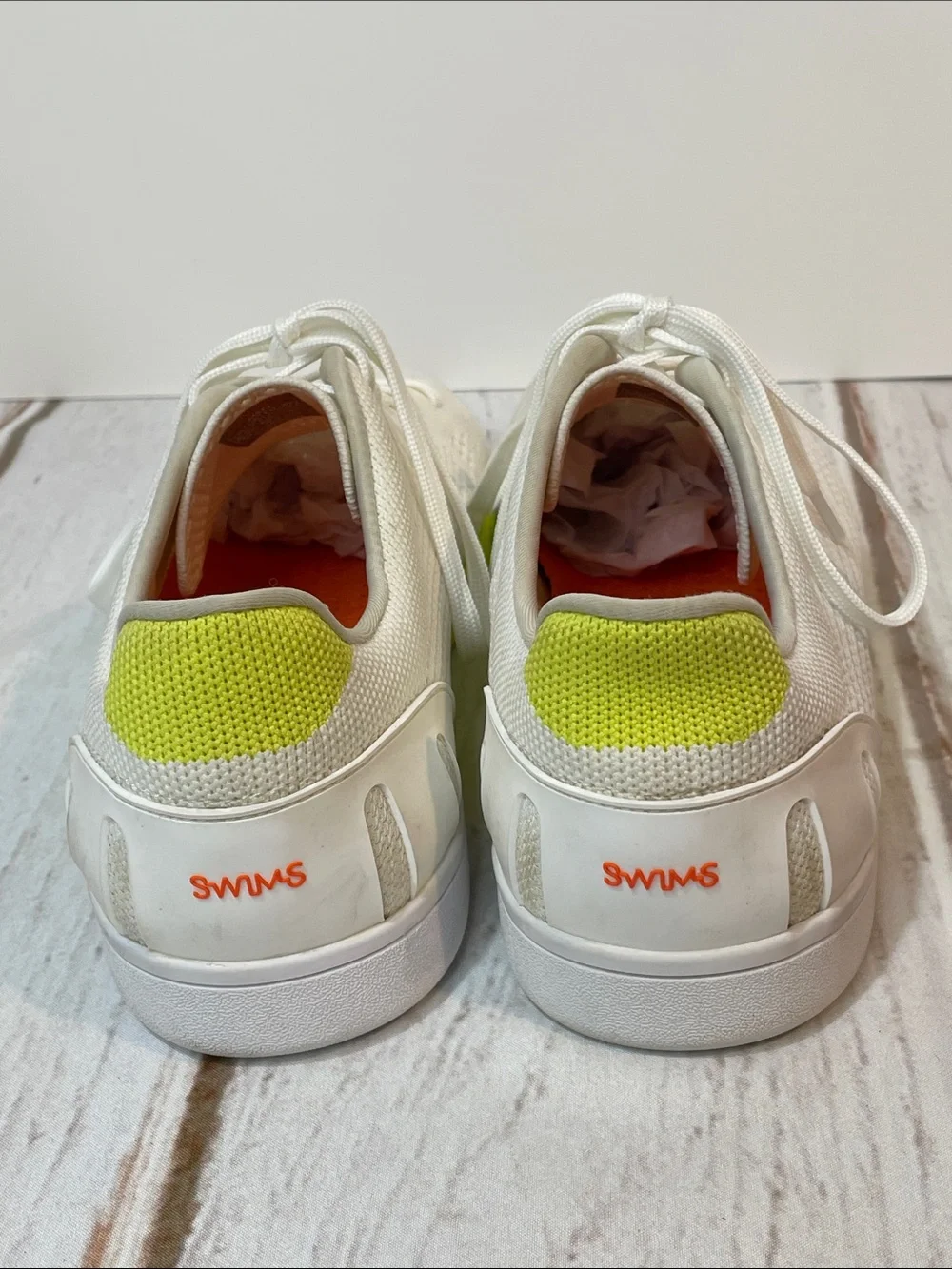 SWIMS Mesh Water Sneakers Mens 8.5 Neon Yellow Washable Lightweight Lace up